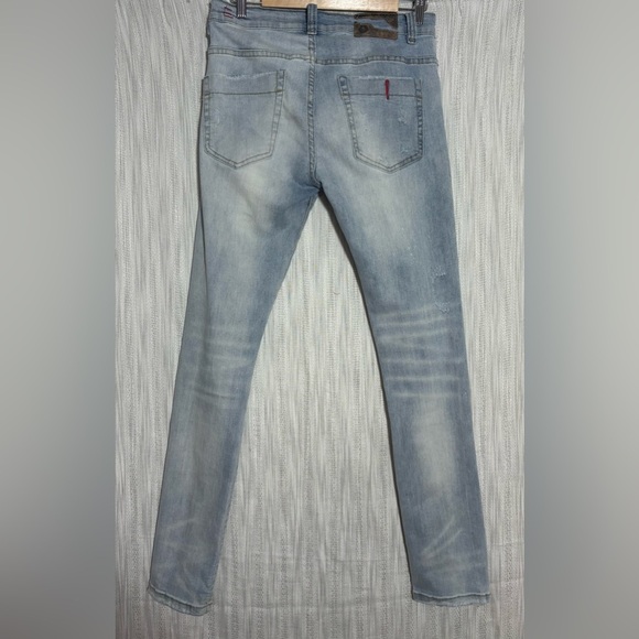 Blue Skinny Distressed Jeans size 32 by 32 - Picture 3 of 5